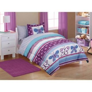 Mainstays Kids' Purple Butterfly Coordinated Bed in a Bag