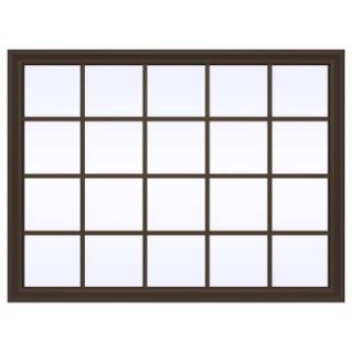JELD WEN 47.5 in. x 35.5 in. V 2500 Series Fixed Picture Vinyl Window with Grids   Brown THDJW141600086