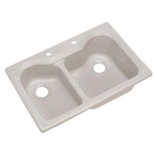 Thermocast Breckenridge Drop In Acrylic 33 in. 2 Hole Double Bowl Kitchen Sink in Sterling Silver 46282