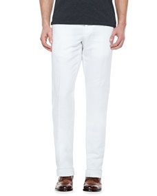 Incotex Chinolino Cotton/Linen Trousers, White