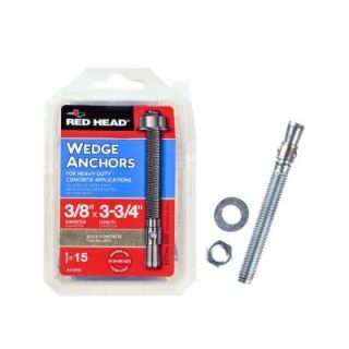 Red Head 3/8 in. x 3 3/4 in. Concrete Wedge Anchor (15 Pack) 11016