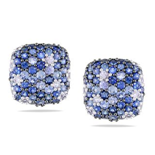 Miadora Sterling Silver Blue and White Sapphire Earrings