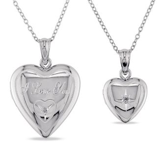 Haylee Jewels Sterling Silver 1/10ct TDW Diamond Heart Locket Necklace