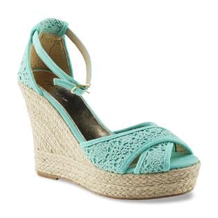 Twisted Womens Margaretta Mint Espadrille Wedge Sandal