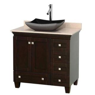 Wyndham Collection Acclaim 36 in. W Vanity in Espresso with Marble Vanity Top in Ivory and Black Granite Sink WCV800036SESIVGS1MXX