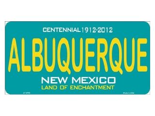 ALBUQUERQUE New Mexico (Teal) State Background Aluminum License Plate   SB LP2785