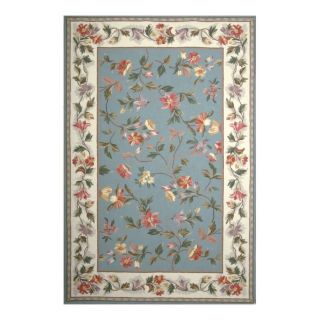 KAS Rugs Classy Casual Blue Rectangular Indoor Hand Hooked Novelty Area Rug (Common 8 x 11; Actual 96 in W x 126 in L)
