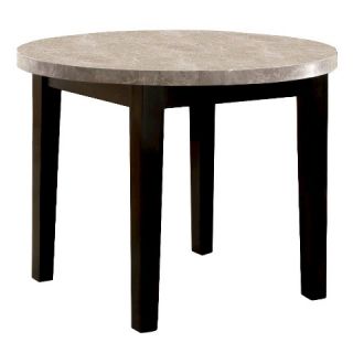 40 Inch Ivory Marble Top Round Dining Table   Espresso