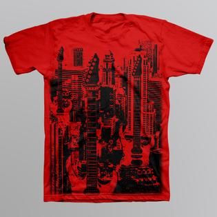 Route 66   Boys Graphic T Shirt   Abstract Guitar Skyscraper