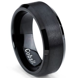 Oliveti Cobalt Mens Black Brushed Comfort Fit Band (8 mm)