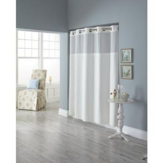Hookless White Diamond Pique Mystery Polyester Shower Curtain with PEVA liner