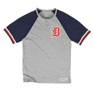 Mitchell & Ness MLB Away Game S/S Henley   Mens   Baseball   Clothing   Detroit Tigers   Ash/Navy