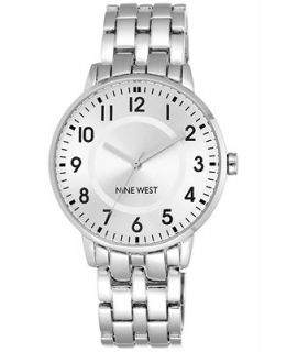 Nine West Womens Silver Tone Link Bracelet Watch 38mm NW/1689SVSB
