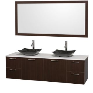 Wyndham Collection Amare 72 inch Double Vanity in Espresso with White