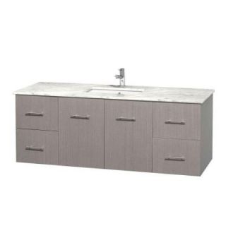 Wyndham Collection Centra 60 in. Vanity in Gray Oak with Marble Vanity Top in Carrara White and Under Mount Sink WCVW00960SGOCMUNSMXX
