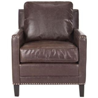 Safavieh Buckler Bicast Leather Club Chair in Antique Brown MCR4613C