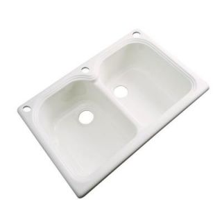 Thermocast Hartford Drop in Acrylic 33x22x9 in. 3 Hole Double Bowl Kitchen Sink in Bone 44301