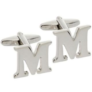 Silver Letter M Cufflinks w/ Gift Box