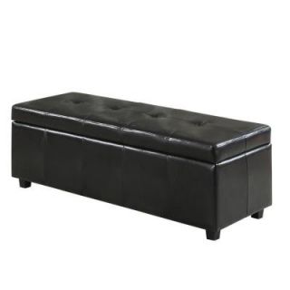Simpli Home Castleford Bonded Leather Storage Ottoman in Midnight Black 3AXCOT 241 BL