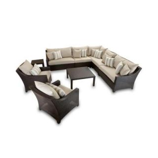 RST Brands Deco 9 Piece Patio Sectional Seating Set with Slate Grey Cushions OP PESS9 SLT K