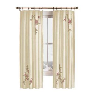Curtainworks Asia 44 in. x 95 in. Ivory Floral Embroidered Faux Silk Panel 1Z46010AIV