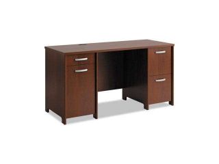 Office Connect by Bush Furniture Envoy Double Pedestal Desk, 58w x 23 1/4d x 30 1/4h, Hansen Cherry, Box 2 of 2