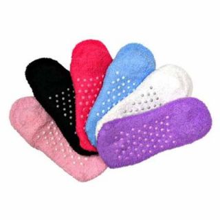 Luxury Divas Non Slip Fuzzy 6 Pack Slipper Socks With Ribbon Trim