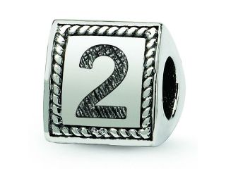 Sterling Silver Reflections Number 2 Triangle Block Bead