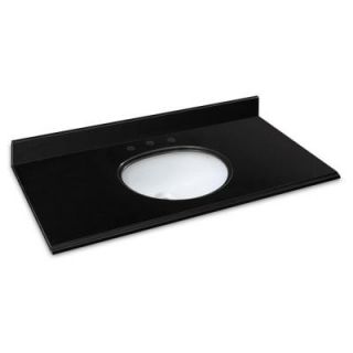 Pegasus 49 in. W Granite Vanity Top in Midnight Black with White Basin 49888