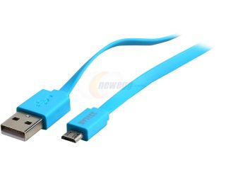 BYTECC U2MM BL Flat Noodle Micro USB Cable to USB 2.0 Charger & Sync Made For Smartphones & Tablets Blue Color 1.2M ( 4ft )
