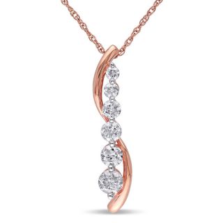 Miadora 10k White Gold 1/2ct TDW Diamond Journey Necklace (G H, I2 I3)
