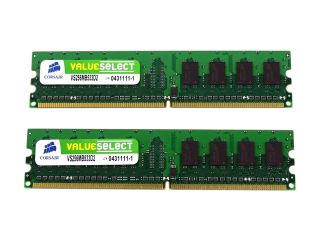 CORSAIR ValueSelect 512MB (2 x 256MB) 240 Pin DDR2 SDRAM DDR2 533 (PC2 4200) Dual Channel Kit Desktop Memory Model VS512MBKIT533D2