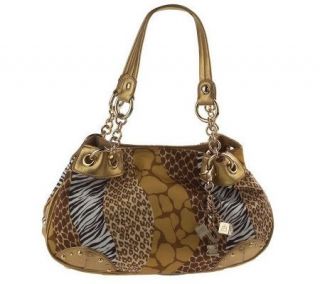 KathyVanZeeland Animal Print Double Handle Shoulder Bag w/Ring Detail —