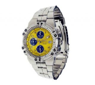 Seiko Mens Alarm Chronograph Watch with Yellow/Blue Dial —