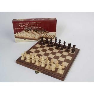 John N. Hansen Co. Travel Magnetic Walnut Chess Set   Toys & Games