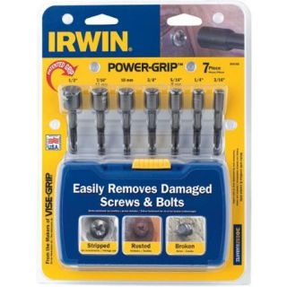 IRWIN Tools Hanson 394100 Power Grip 14" Hex Head Screw and Bolt Extractor Bit Set, 7 Piece