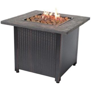 Endless Summer 32 in. Steel LP Fire Pit with Faux Slate Mantel GAD1401M