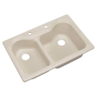 Thermocast Breckenridge Drop In Acrylic 33 in. 2 Hole Double Bowl Kitchen Sink in Natural 46204