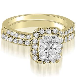 AMCOR   1.59 cttw. 14K Yellow Gold Emerald Cut Halo Diamond Bridal Set