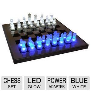 Lumisource LED Glow Chess Set   Blue and White    SUP LEDCHES BW
