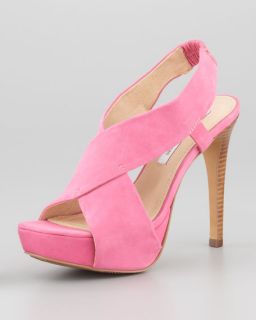 Diane von Furstenberg Zia II Suede Crisscross Slingback Platform Sandal, Pink