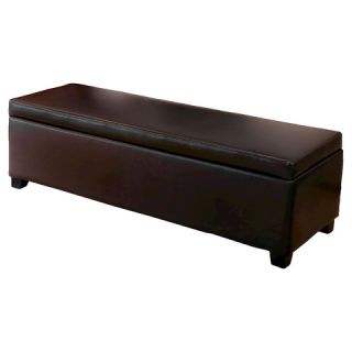 Christopher Knight Home Lucinda Brown Leather Storage Ottoman