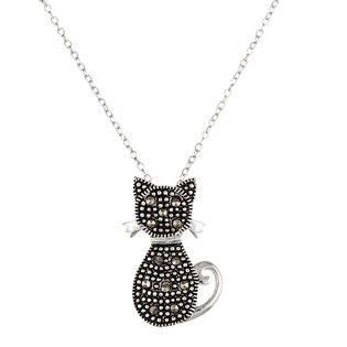 Sterling Silver Marcasite Cat Pendant   Jewelry   Pendants & Necklaces