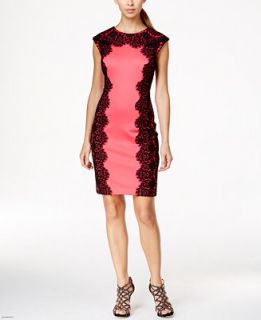 INC International Concepts Lace Framed Scuba Sheath Dress, Only at