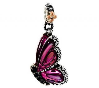 Barbara Bixby Sterling & 18K Multi Gemstone Carved Butterfly Charm —