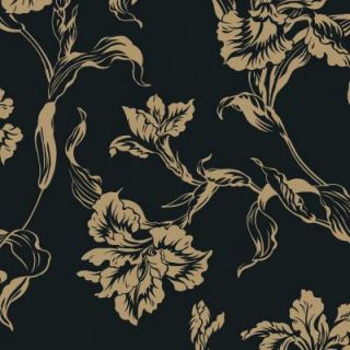 The Wallpaper Company 8 in. x 10 in. Black and Nickel Large Floral Wallpaper Sample WC1283110S