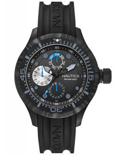 Nautica Mens Black Silicone Strap Watch 49mm N16681G   Watches
