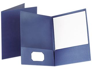 Esselte Pendaflex 53443 Twin Pocket Linen Paper Portfolio  Navy