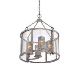 Varaluz Jackson 4 Light Antique Silver Chandelier with Arched Windowpane Glass 259C04AS