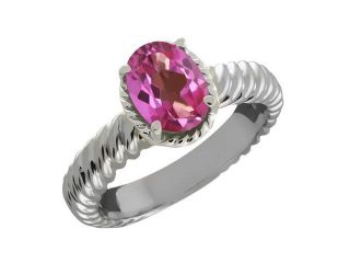2.30 Ct Oval Pink Mystic Topaz 925 Sterling Silver Ring